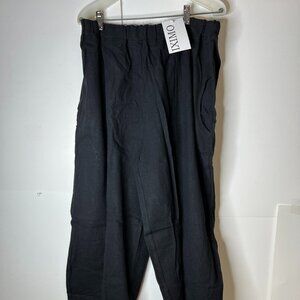 IXIMO Baggy Linen Blend Size 2XL Elastic Waist Relax Fit Lantern Pants BLACK